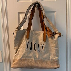 Stylish Tan and Cream Tote Bag